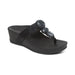 AETREX Sandals EU 36 ( US 6-6.5 ) Aetrex Elyse Thong Wedge Black 045468442658 Aetrex Elyse Thong Wedge Black