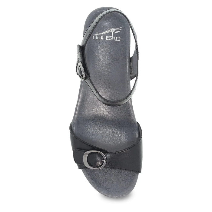 DANSKO Sandals Arielle Black Glazed Leather Sandal Arielle Black Glazed Leather Sandal
