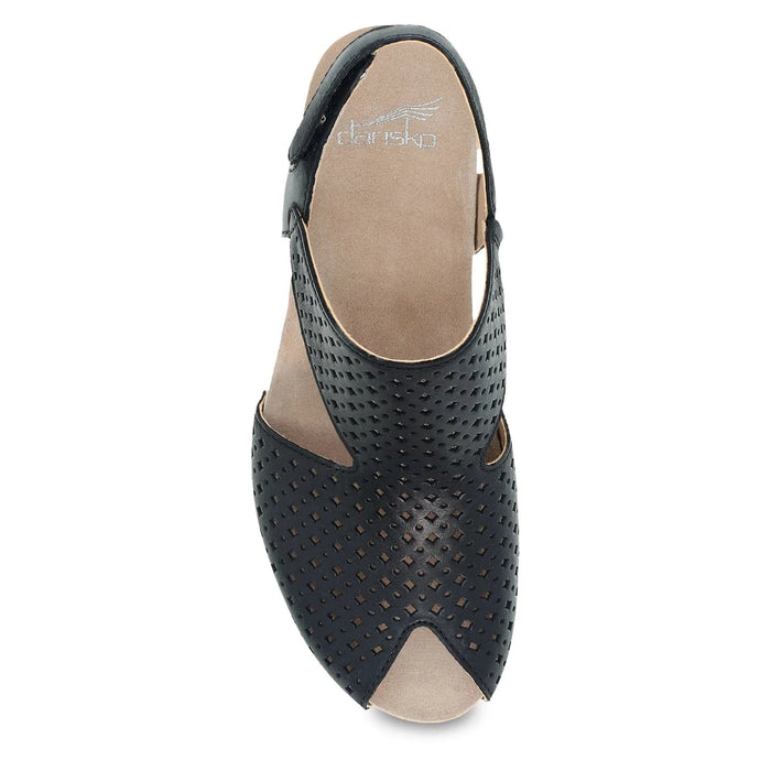 DANSKO Sandals Teagan Black Burnished Nappa Sandal Teagan Black Burnished Nappa Sandal