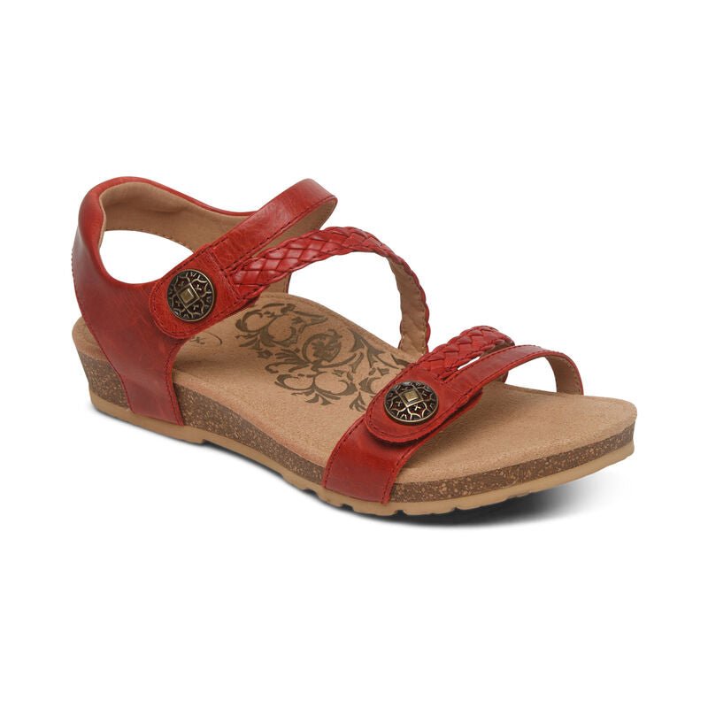 Jillian Braided Quarter Strap Sandal Red — COMFORTWIZ