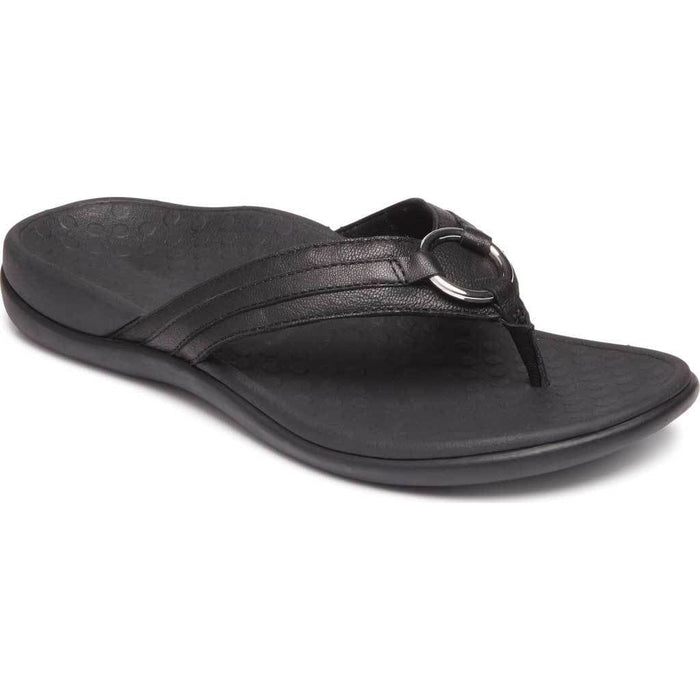 VIONIC Sandals 5 / Medium Tide Aloe Toe Post Sandal Leather Black 192329122706 Tide Aloe Toe Post Sandal Leather Black